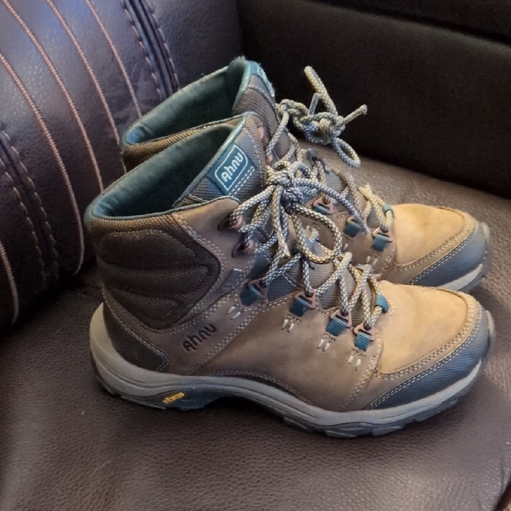 Ahnu Tan and Gray Outdoor Boots